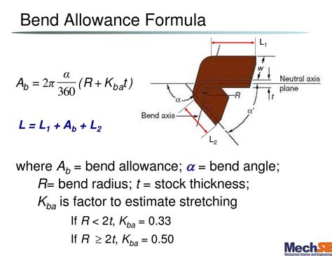 sheet metal bending allowance formula